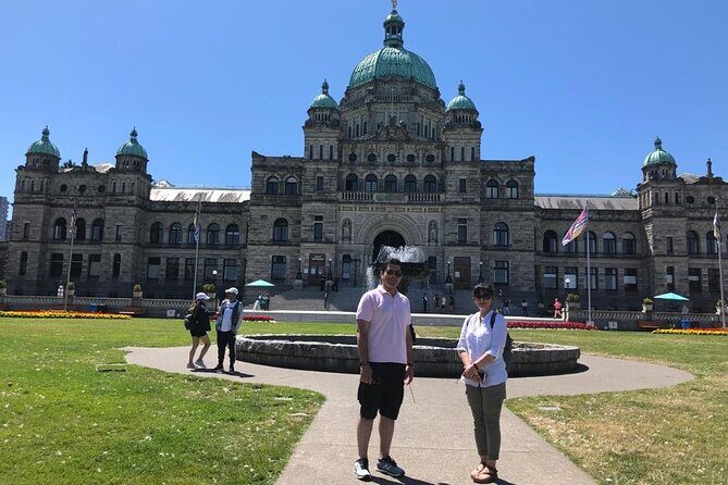 Private Vancouver to Victoria and Butchart Gardens with luggage - Legislative Assembly area, Fairmont hotel, and Government Street market time