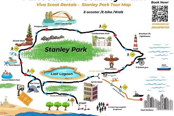 Stanley Park Seawall E-scooter Rental with Self Guided map - Brockton Point Totem Poles: Learning the Meaning Behind the Icons